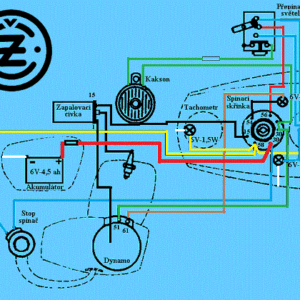 ČZ 125 476, 175 477 45W Bez blinkrů – Schéma zapojení