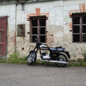 ČZ 125 typ 453 z roku 1961 – Mlýn, zámek a kostel Jaroslavice 1